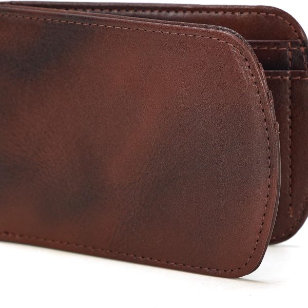Slim Curve Front Pocket  Blocking  Real Leather Bifold Wallet for Men