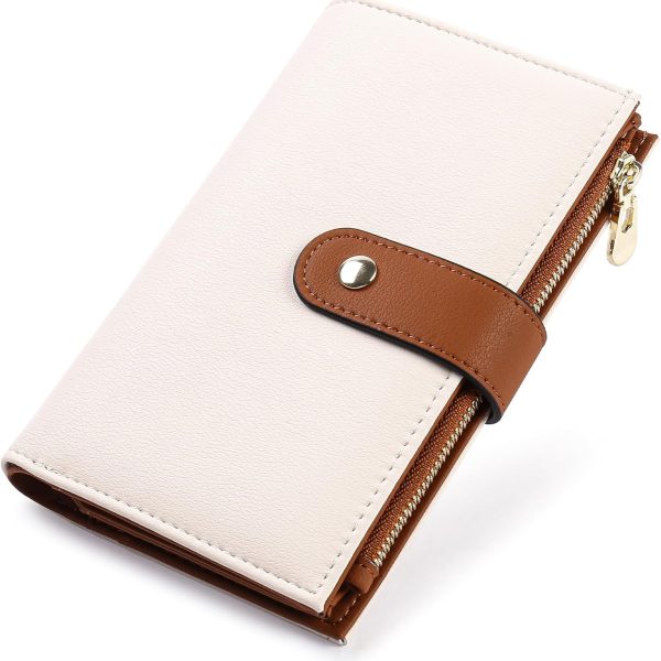 Women's Wallets  Blocking Leather Trifold Clutch Wallet Credit Card Holder Ladies Travel Wallet Purse with Pen Holder